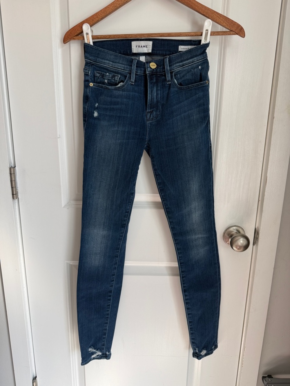 Frame Denim Le Skinny de Jeanne Dark Indigo Stretch Jeans sz 24